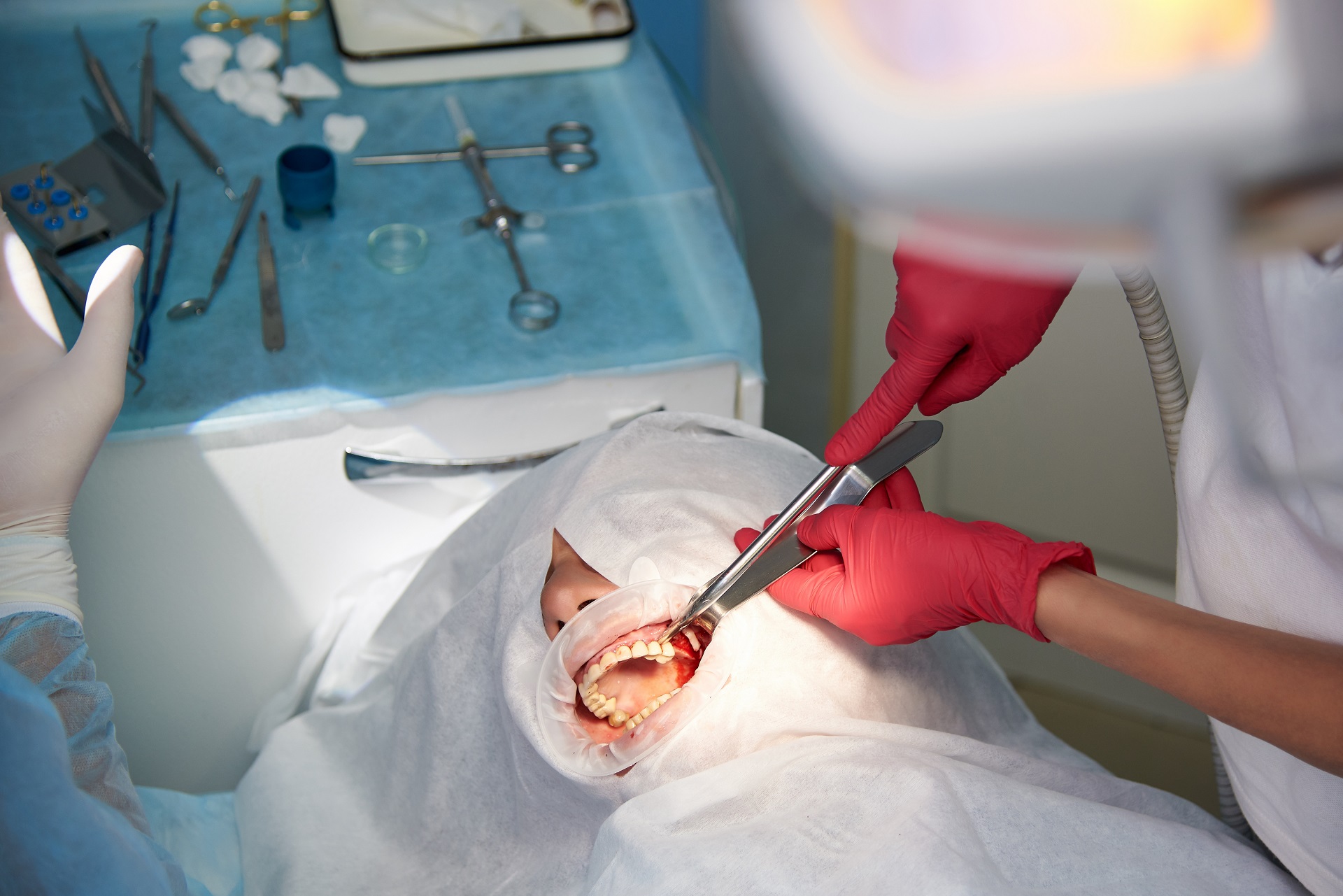 Surgery in the dental clinic. Sinus lifting operation.